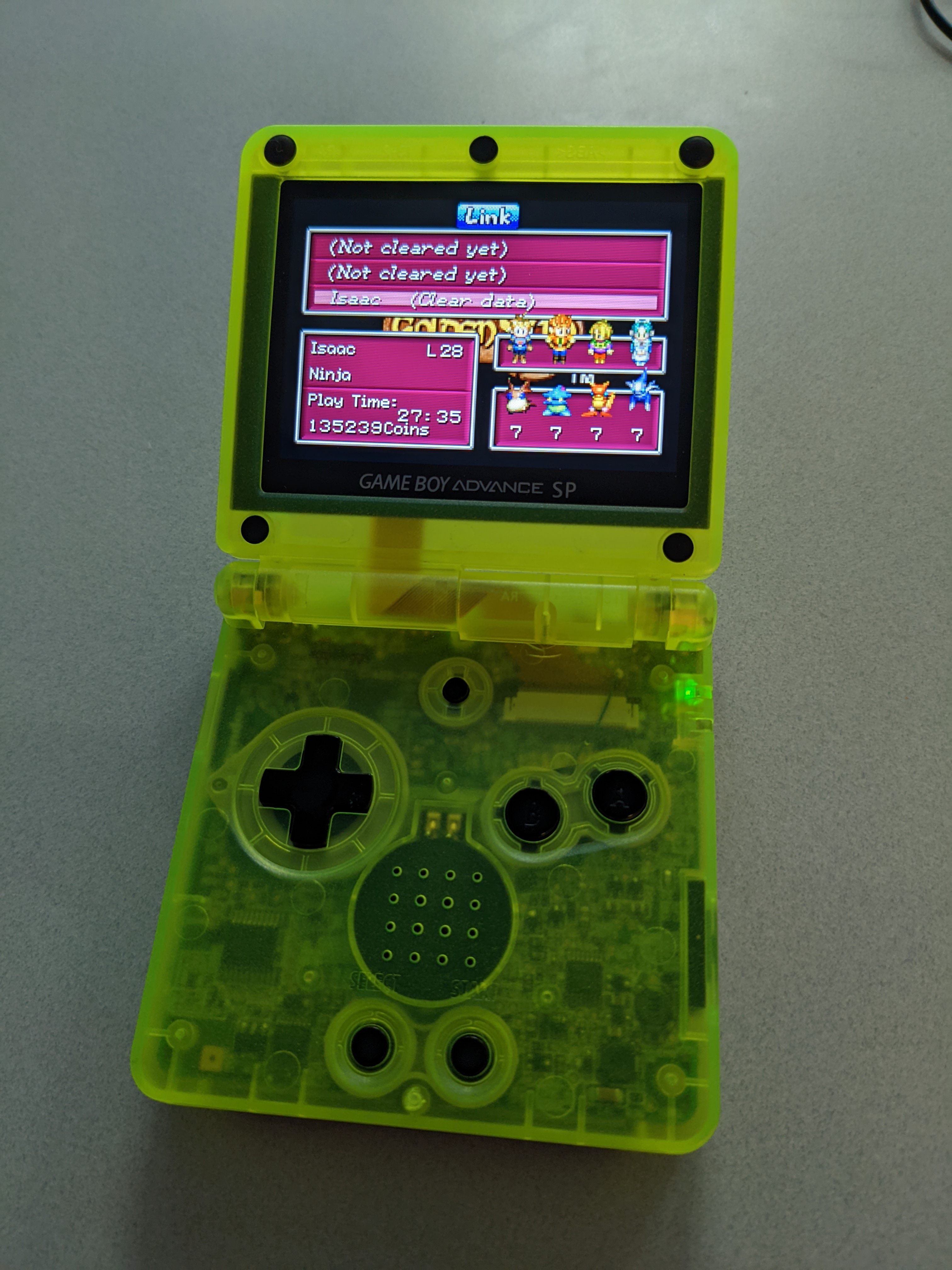 Save screen from Golden Sun. Cleared data.